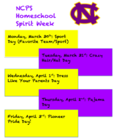NCPS Homeschool Spirit Week